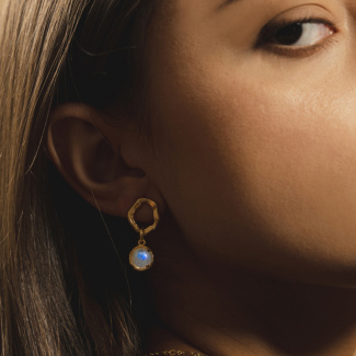 AURA LUNA Kolczyki z kamieniami do wyboru pozłacane