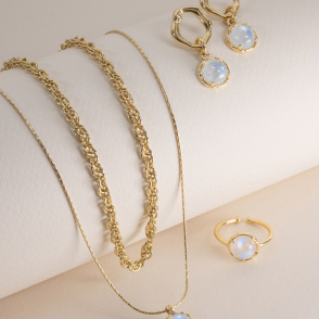 AURA LUNA Kolczyki z kamieniami do wyboru pozłacane