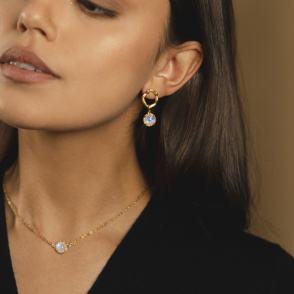 AURA LUNA Kolczyki z kamieniami do wyboru pozłacane