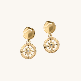 RÓŻA WIATRÓW Kolczyki pozłacane