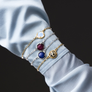 AURA GARNET Bransoletka z kamieniem do wyboru srebrna