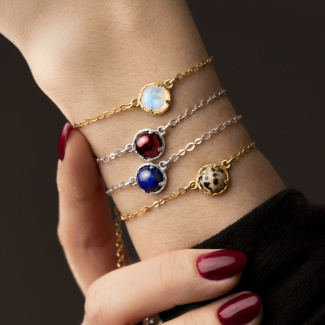 AURA LUNA Bransoletka z kamieniem do wyboru pozłacana