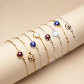 AURA GARNET Bransoletka z kamieniem do wyboru srebrna