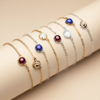 AURA GARNET Bransoletka z kamieniem do wyboru pozłacana