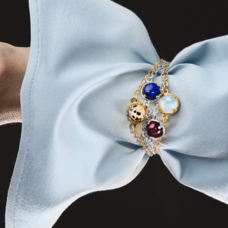 AURA LUNA Bransoletka z kamieniem do wyboru pozłacana