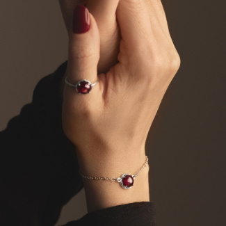AURA GARNET Bransoletka z kamieniem do wyboru srebrna