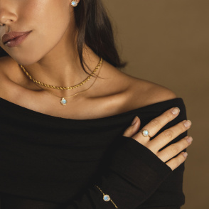 AURA LUNA Bransoletka z kamieniem do wyboru pozłacana