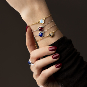 AURA GARNET Bransoletka z kamieniem do wyboru srebrna