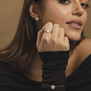 AURA LUNA Bransoletka z kamieniem do wyboru pozłacana