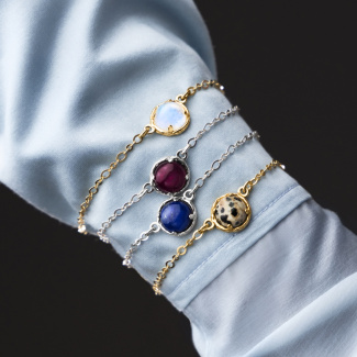 AURA JASPER Bransoletka z kamieniem do wyboru pozłacana