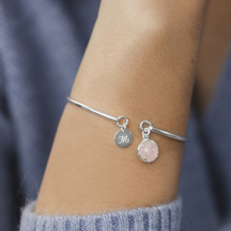 DZIŚ JUTRO ZAWSZE Bransoletka z kamieniem do wyboru srebrna