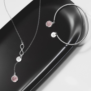 DZIŚ JUTRO ZAWSZE Bransoletka z kamieniem do wyboru srebrna