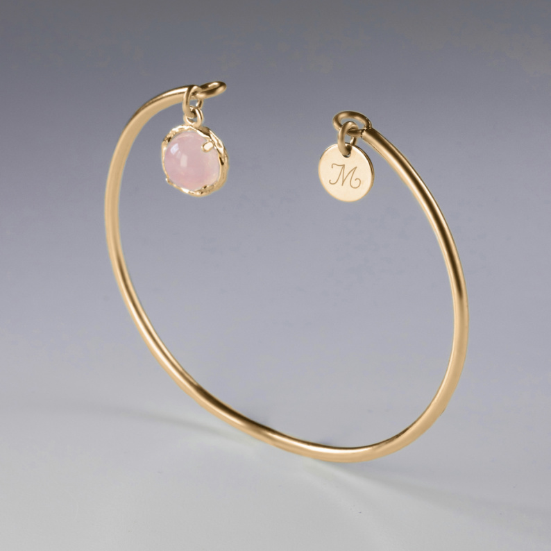 DZIŚ JUTRO ZAWSZE Bransoletka z kamieniem do wyboru pozłacana