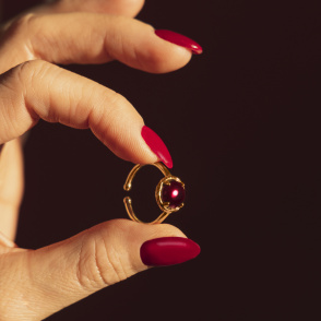 AURA GARNET Pierścionek z kamieniem do wyboru pozłacany