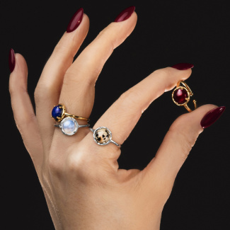 AURA LUNA Pierścionek z kamieniem do wyboru srebrny