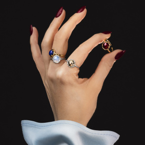 AURA LAPIS Pierścionek z kamieniem do wyboru pozłacany