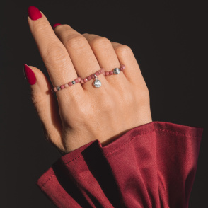 CALL ME SWEET CANDY Zestaw 3 pierścionków z rodonitów z ozdobami srebrnymi