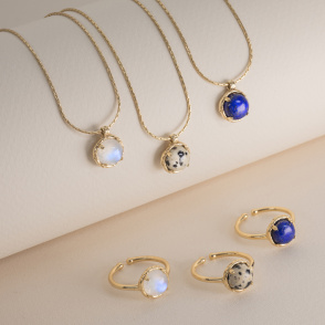 AURA LUNA Pierścionek z kamieniem do wyboru pozłacany