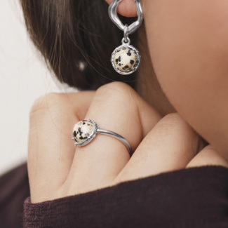 AURA JASPER Pierścionek z kamieniem do wyboru srebrny