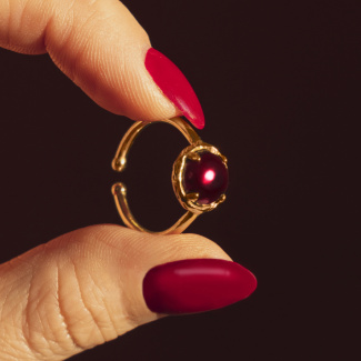AURA GARNET Pierścionek z kamieniem do wyboru pozłacany