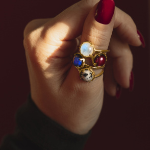 AURA GARNET Pierścionek z kamieniem do wyboru pozłacany