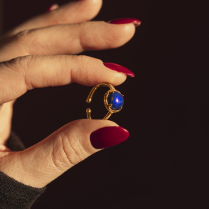 AURA LAPIS Pierścionek z kamieniem do wyboru pozłacany