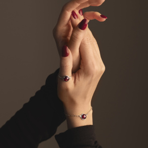 AURA GARNET Pierścionek z kamieniem do wyboru srebrny