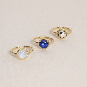 AURA LUNA Pierścionek z kamieniem do wyboru pozłacany