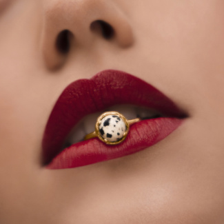 AURA JASPER Pierścionek z kamieniem do wyboru pozłacany