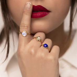 AURA JASPER Pierścionek z kamieniem do wyboru pozłacany