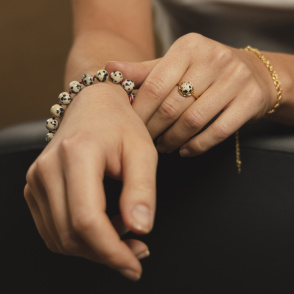 AURA JASPER Pierścionek z kamieniem do wyboru pozłacany