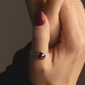 AURA GARNET Pierścionek z kamieniem do wyboru srebrny