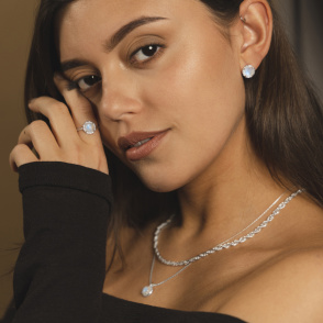 AURA LUNA Pierścionek z kamieniem do wyboru srebrny