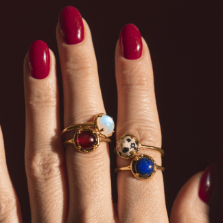 AURA LAPIS Pierścionek z kamieniem do wyboru pozłacany