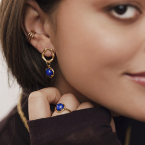 AURA LAPIS Pierścionek z kamieniem do wyboru pozłacany