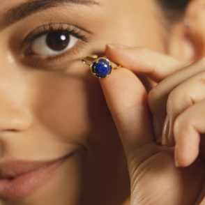 AURA LAPIS Pierścionek z kamieniem do wyboru pozłacany