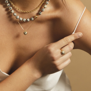 AURA JASPER Pierścionek z kamieniem do wyboru pozłacany