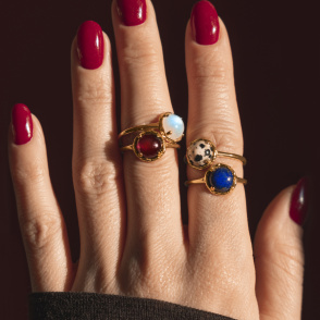 AURA GARNET Pierścionek z kamieniem do wyboru pozłacany