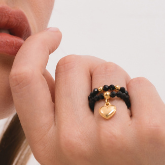 LITTLE DROP Pierścionek z kuleczką pozłacaną rozm. 11-13