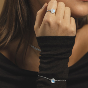 AURA LUNA Pierścionek z kamieniem do wyboru srebrny