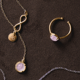 AURA ROSE Pierścionek z kamieniem do wyboru pozłacany