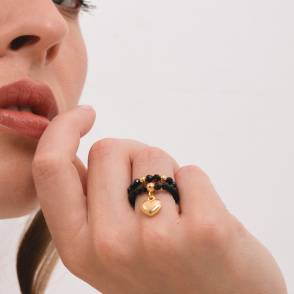 LITTLE DROP Pierścionek z kuleczką pozłacaną rozm. 14-16