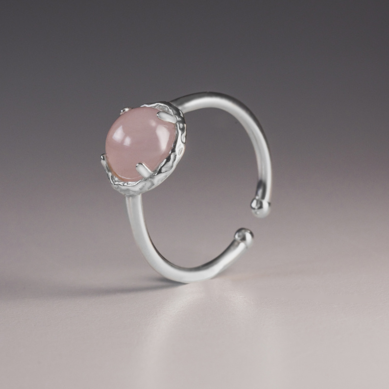 AURA ROSE Pierścionek z kamieniem do wyboru srebrny