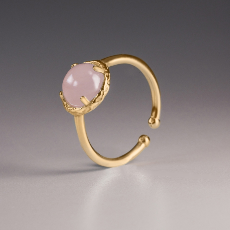 AURA ROSE Pierścionek z kamieniem do wyboru pozłacany